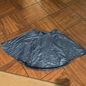 Large shiny blue skater mini skirt